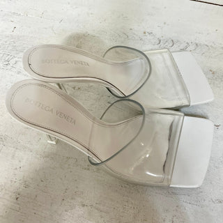 Bottega Veneta Square Toe Clear High Heel Slide Sandals White Women's 37 / 6.5