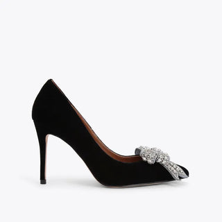 Kurt Geiger Belgravia Velvet Crsytal Bow Stilettos Court Pump Black Women's EU 40
