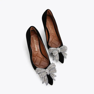Kurt Geiger Belgravia Velvet Crsytal Bow Stilettos Court Pump Black Women's EU 40