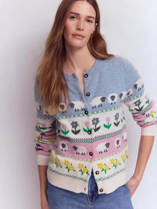 NWT Boden Edie Fair Isle Wool Blend Cardigan Sweater Multicolored Women's M