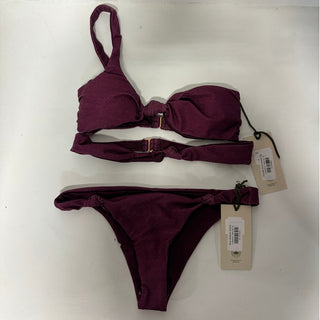 NWT The Garzetta Arena Double Knot Top & Bow Bottom Bikini Set Burgundy Womens S