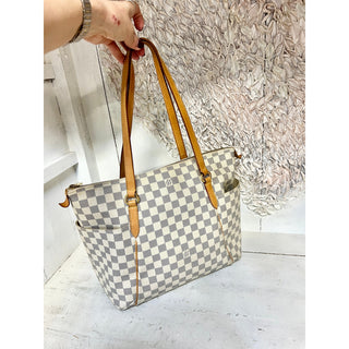 Louis Vuitton Damier Azur  Canvas Totally MM Shoulder Tote Bag White