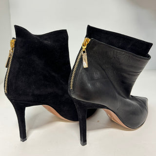 Lafayette Suede & Leather Dual Trim Pointed Stilettos Ankle Boots Black 38.5 / 8