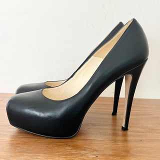 Brian Atwood Platform Pumps Stiletto Heels Shoes Black Women's Size 37.5 / 7.5