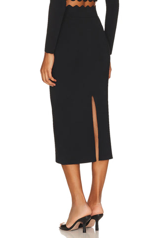 NWT A.L.C. Quincy High Waisted Knit Bodycon Midi Skirt Black Women's Size Small