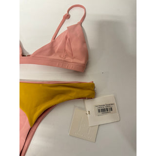 NWT Lisell Hiller Caro Reversible Triangle Bikini Top & Bottom Set Peach Large