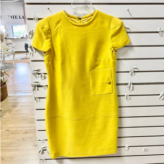 Versace Short Puff-Sleeve Crew Neck Shift Mini Dress Yellow Women's Size S / M