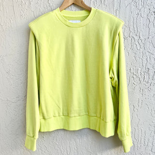 Pistola Kirsten Shoulder Pad Cotton Pullover Sweatshirt Lime Green Women's Large