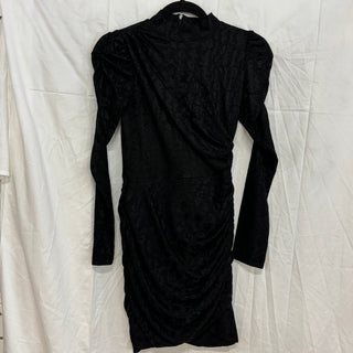 NWT H&M Patterned Long Sleeve Stand Collar Draped Mini Dress Black Women's XS