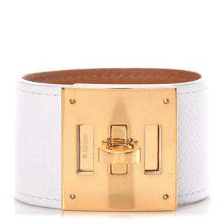 Hermès Kelly Dog Bracelet White Epsom Leather with Rose Gold *Adjustable