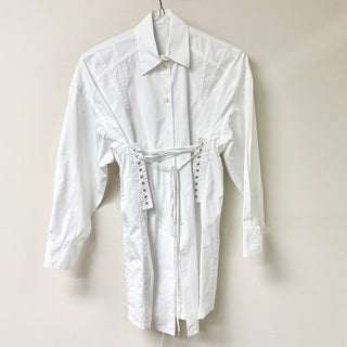 Prada Cotton Poplin Long Sleeve Mini Shirt Dress White Women's Size IT 36 / US 0