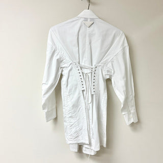 Prada Cotton Poplin Long Sleeve Mini Shirt Dress White Women's Size IT 36 / US 0