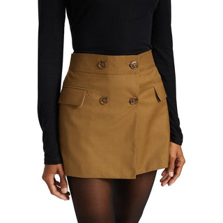 Nonchalant Label Parker Buttoned Wrap A-Line Mini Skirt Brown Women's Size XS