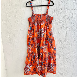 Rhode x Target Leafy Floral Print Tiered Midi Dress Orange Women's Size Large