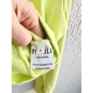 Pistola Kirsten Shoulder Pad Cotton Pullover Sweatshirt Lime Green Women's Large