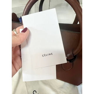 NWT Celine Smooth Calfskin Tie Knot Top Handle Tote Handbag Dark Brown Small