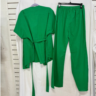 NWT Commense Oversized Belted Top &  Wide Leg Pants Set Green Women's Size S