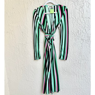 Diane Von Furstenberg Striped Tilly Midi Wrap Dress Multicolor Women's Medium