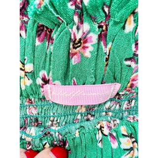 NWT Wild Flower Smocked Floral Open Back Tie Top Medium & Mini Skirt Green Small