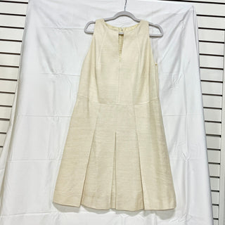 Akris Punto Sleeveless Split Neck Pleated Mini A-Line Dress Cream Women's 8-10