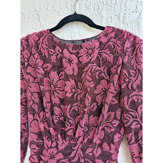 NWT For Love & Lemons Ruched Floral Shailee Mini Dress Mulberry Women's Small