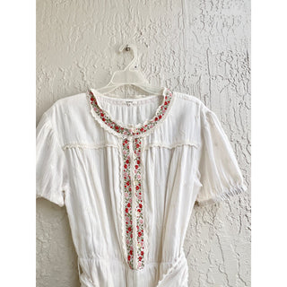 Tularosa Floral Embroidered Noah Combishort Romper White Women's Size Medium