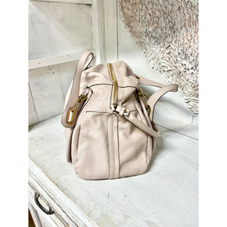 NWT Chloe Pebble Leather Large Paraty Satchel Shoulder Bag Light Skin cream pink