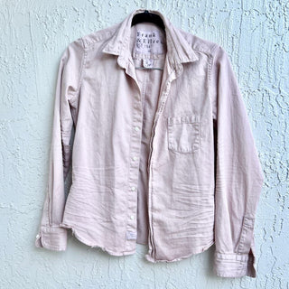 Frank & Eileen Barry Tailored Long Sleeve Denim Button-Up Shirt Dusty Pink Sz XS