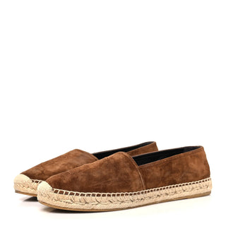 Saint Laurent Suede Monogram Slip On Round Toe Espadrilles Flat Bown Women's 6