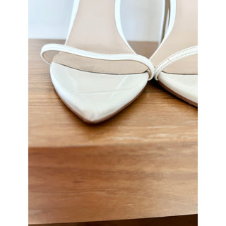 Femme Faux Leather Lyon Slingback Stiletto Sandal White Women's Size 38 / 7.5