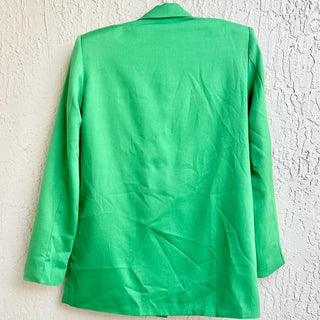 Pretty Little Thing Long Sleeve Double Breasted Blazer Green Women's Size US 4