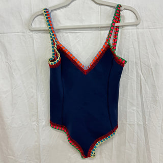 KIINI Tasmin Crochet Scoop Back One Piece Swimsuit Navy & Multi Women's Small