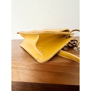 Melie Bianco Embossed Vegan Leather Crossbody Bag Yellow Women's Gold Chain