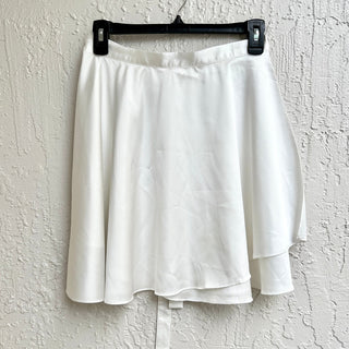 Rumours High Waisted Ruffle Hem Wrap Tie Waist Mini Skirt White Women's Size S