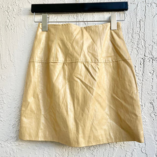 NWT Nonchalant Label Faux Leather High Waisted Mini Skirt Tan Women's Size Small