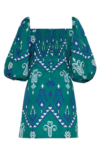 Cara Cara Montauk Puff Sleeve Mini Dress Jackson Emerald Women's Size Large