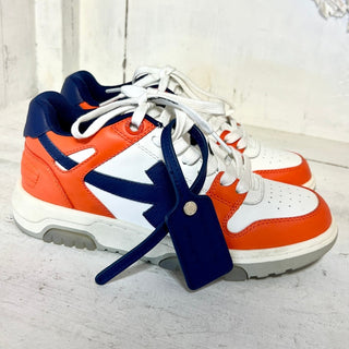 NWOT Off-White Out Of Office Leather Low-Top Sneaker Orange/Blue/White Womens 37