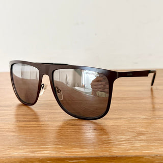 NWT Carrera Full Rim Square Brushed Metal Sunglasses Brown Men's 5020/S