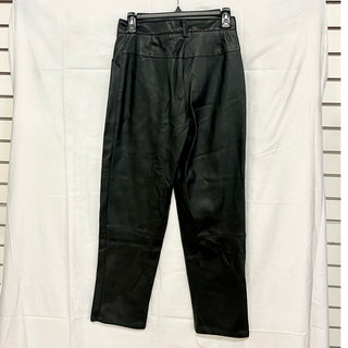 NWT H&M Faux Leather High Waisted Straight Leg Trouser Pants Black Womens Size 6