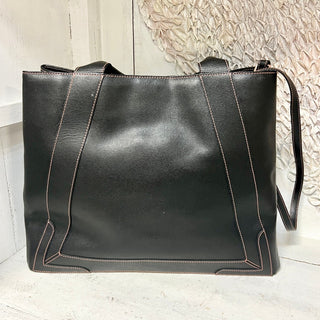 Valentino By Mario Valentino Adele Leather Double Top Handle Tote Handbag Black