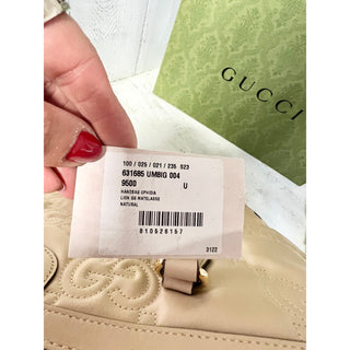 Gucci Lion GG Ophidia Matelasse Leather Large Tote Handbag Natural Beige