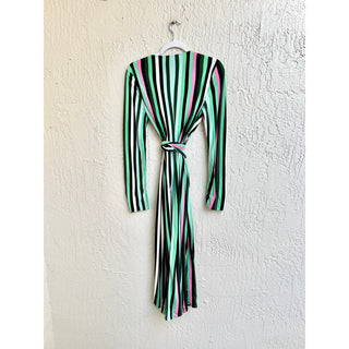 Diane Von Furstenberg Striped Tilly Midi Wrap Dress Multicolor Women's Medium