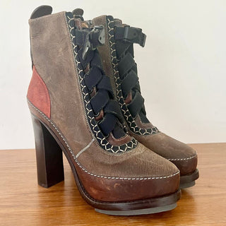 NWOT Rag&Bone Runway Astrid Leather Platform Heel Boots Brown Women 37 / 6.5