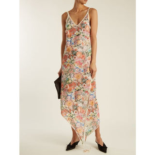 MM6 by Maison Margiela Floral-Print Sleeveless Asymmetric Slip Dress FR 40 /US 8