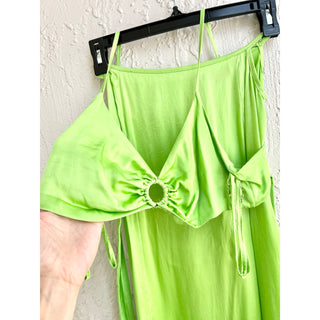 Sincerely Ria Sleeveless Mulberry Silk Bra Top & Midi Skirt Green Women's XS