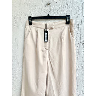 NWT Boohoo Marl High Waisted Wide Leg Tailored Trouser Pants Stone Women's US 4