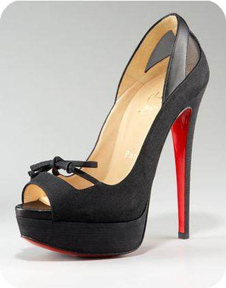 Christian Louboutin Crelino Calfskin Maleva Peep Toe Platform Pump Black EU 36.5
