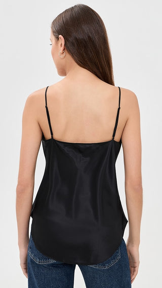 Cinq à Sept 100% Silk Sleeveless Cowl Neck Cami Tank Top Black Women's Size XL