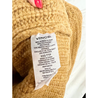 Vince Alpaca Blend Long Sleeve Pocket Ribbed Knit Cardigan Brown Women's XXS