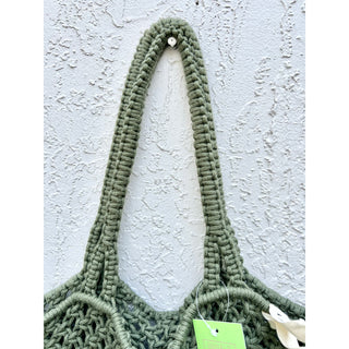 NWOT The Beach People Macrame 100% Cotton Cord Crochet Tote Bag Green Women's